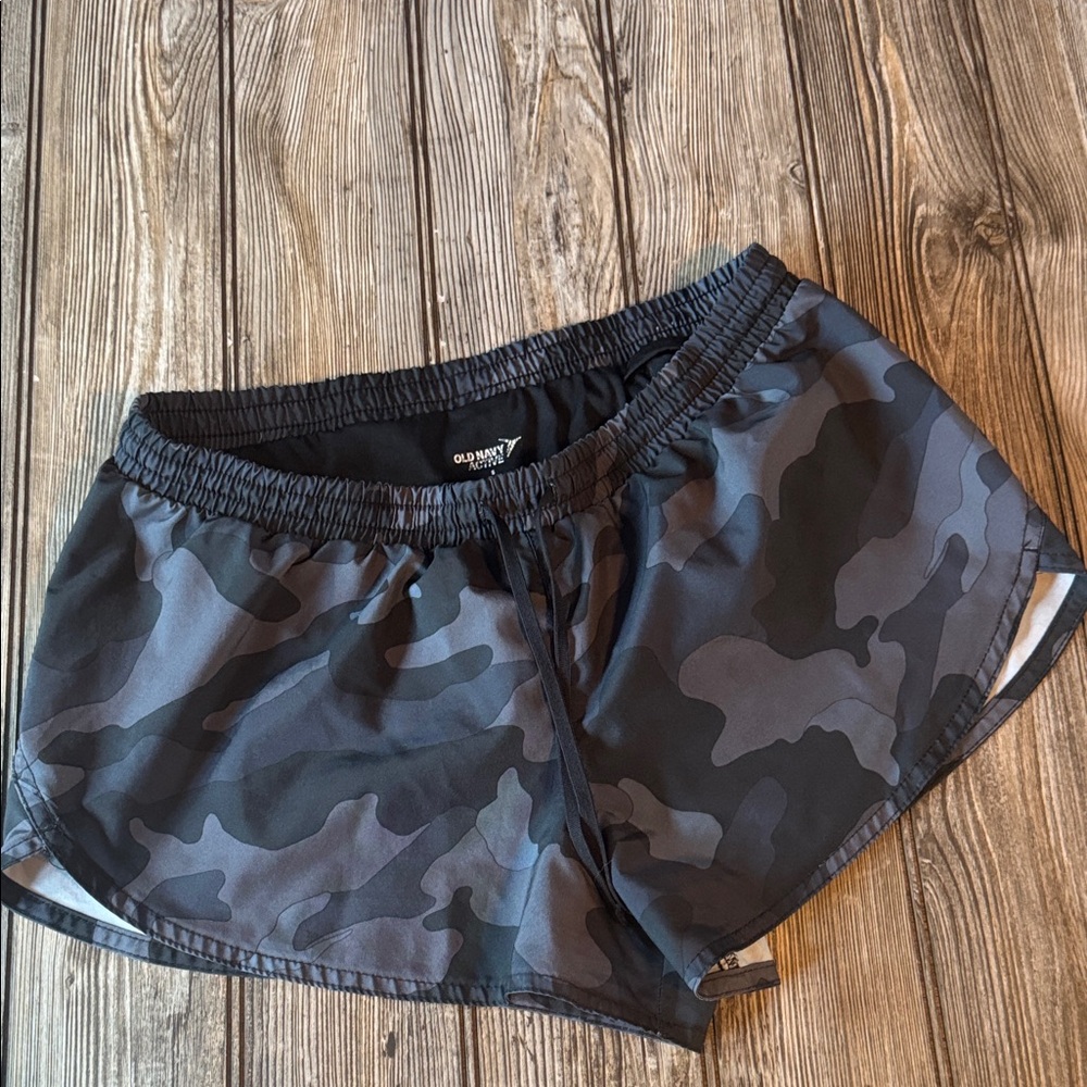 Old Navy running shorts Gray Camo Women's Small lined drawstring